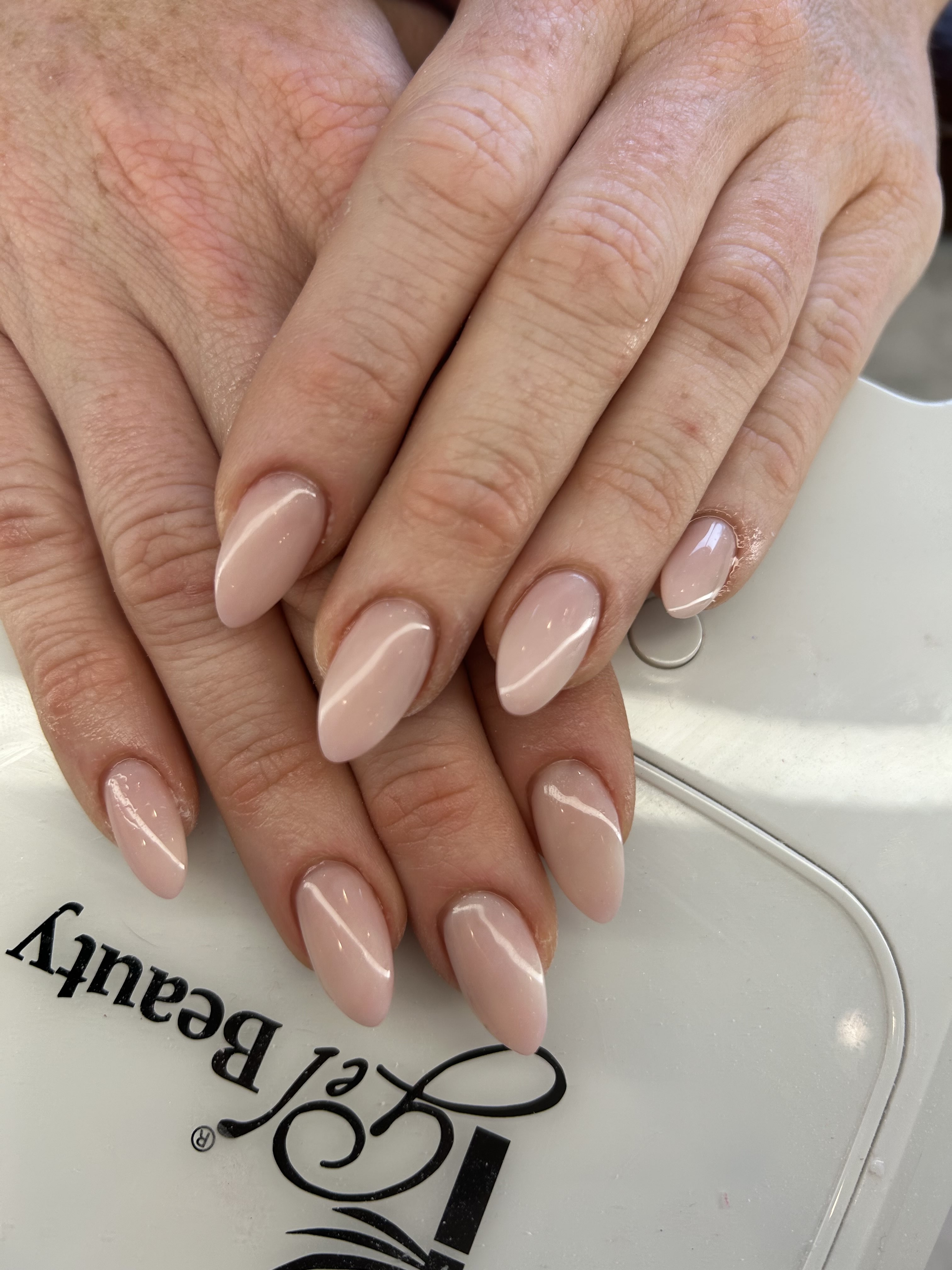 Light Baby Nude Pink Iridescent Glossy Shimmer Nails